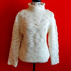 INC International Concepts Chunky Boat Cowl Neck Sweater Cream/Ivory LG